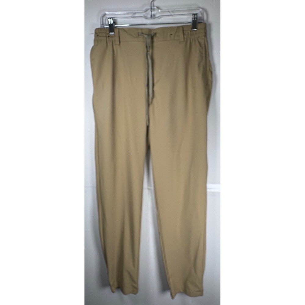 Birdie Bound Mens Golf Pants Beige Tie Front Lightweight Sz Med Spandex Blend
